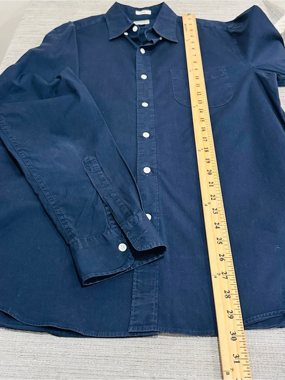 J.Crew Mens‎ Secret Wash Stretch Shirt Slim Fit Medium M Navy Blue Button Down
